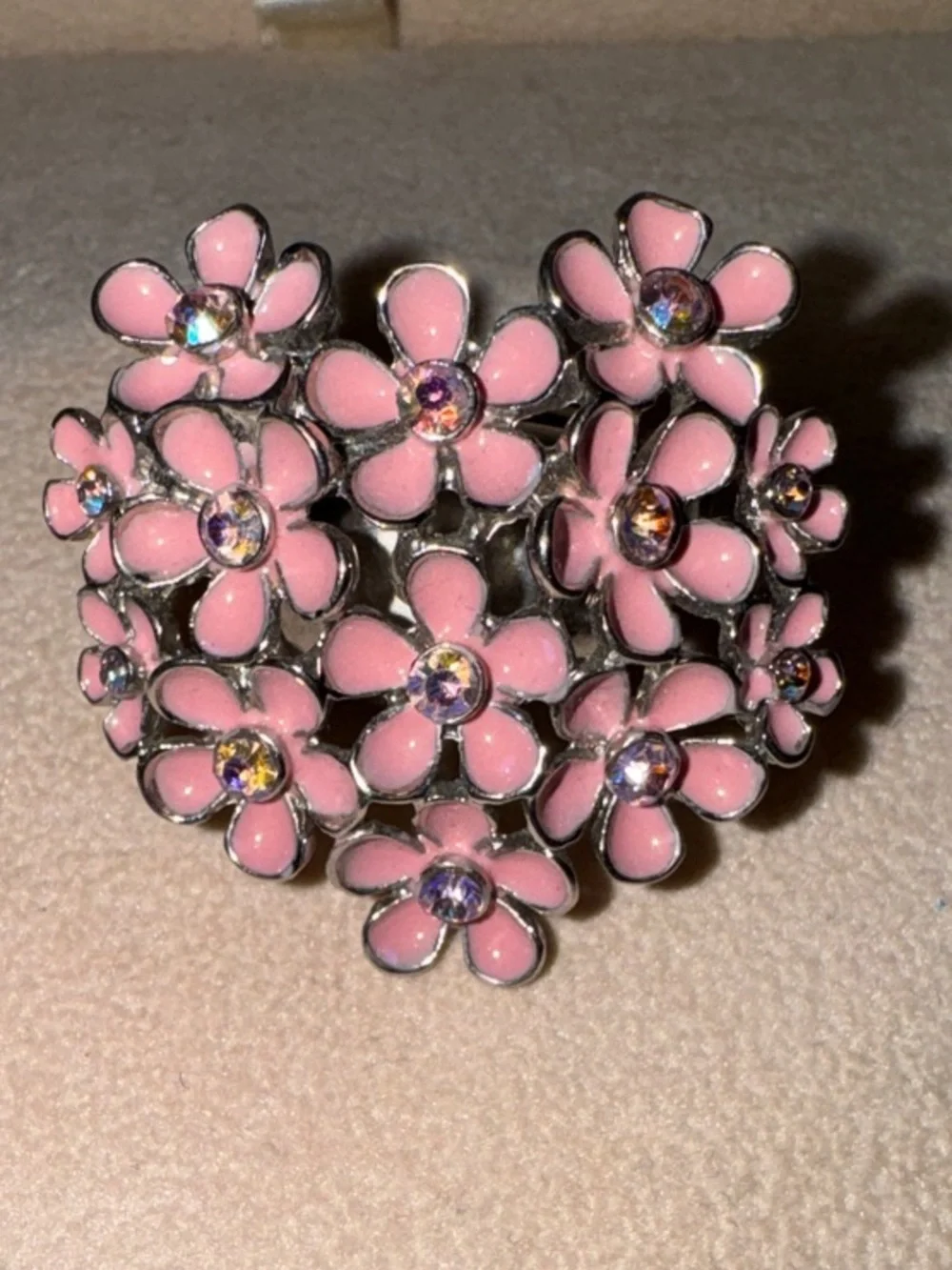 Set of Women's Floral Pink Heart, Lime, Yellow, Grey Floral, and Jaguar Rings
